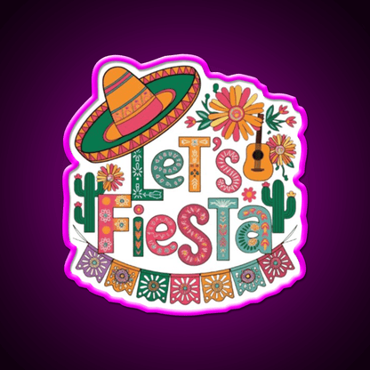 Lets Fiesta Mexican Party Celebration Heartbeat Taco Led Neon Sign Rgb Color - Shineneon