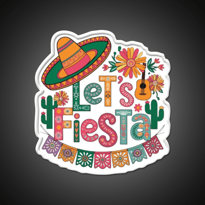 Lets Fiesta Mexican Party Celebration Heartbeat Taco Led Neon Sign Rgb Color - Shineneon