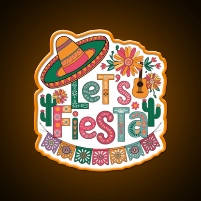 Lets Fiesta Mexican Party Celebration Heartbeat Taco Led Neon Sign Rgb Color - Shineneon