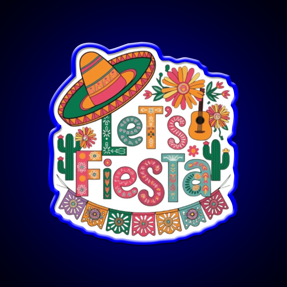 Lets Fiesta Mexican Party Celebration Heartbeat Taco Led Neon Sign Rgb Color - Shineneon