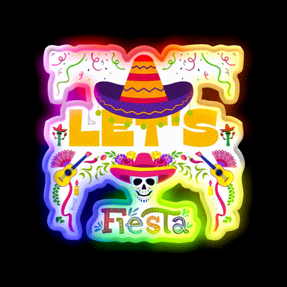 Lets Fiesta Mexican Party Funny Taco Led Neon Sign Rgb Color - LED neon sign close-up detail