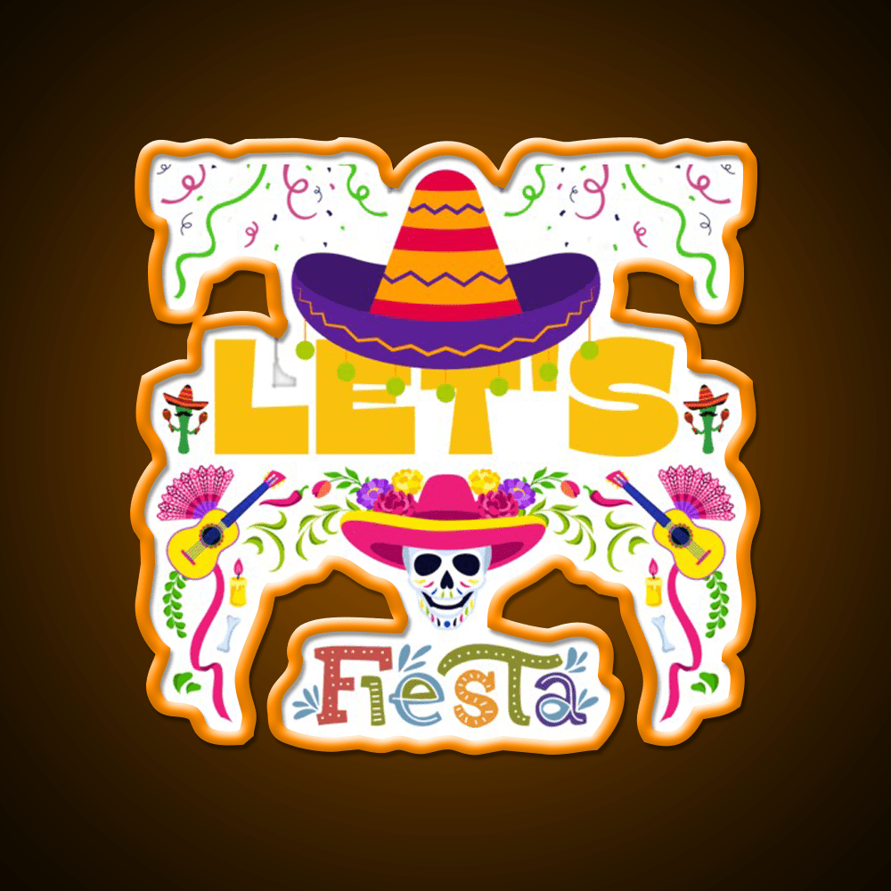 Lets Fiesta Mexican Party Funny Taco Led Neon Sign Rgb Color - Shineneon