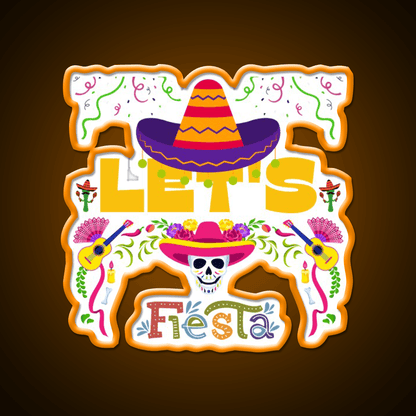 Lets Fiesta Mexican Party Funny Taco Led Neon Sign Rgb Color - Shineneon