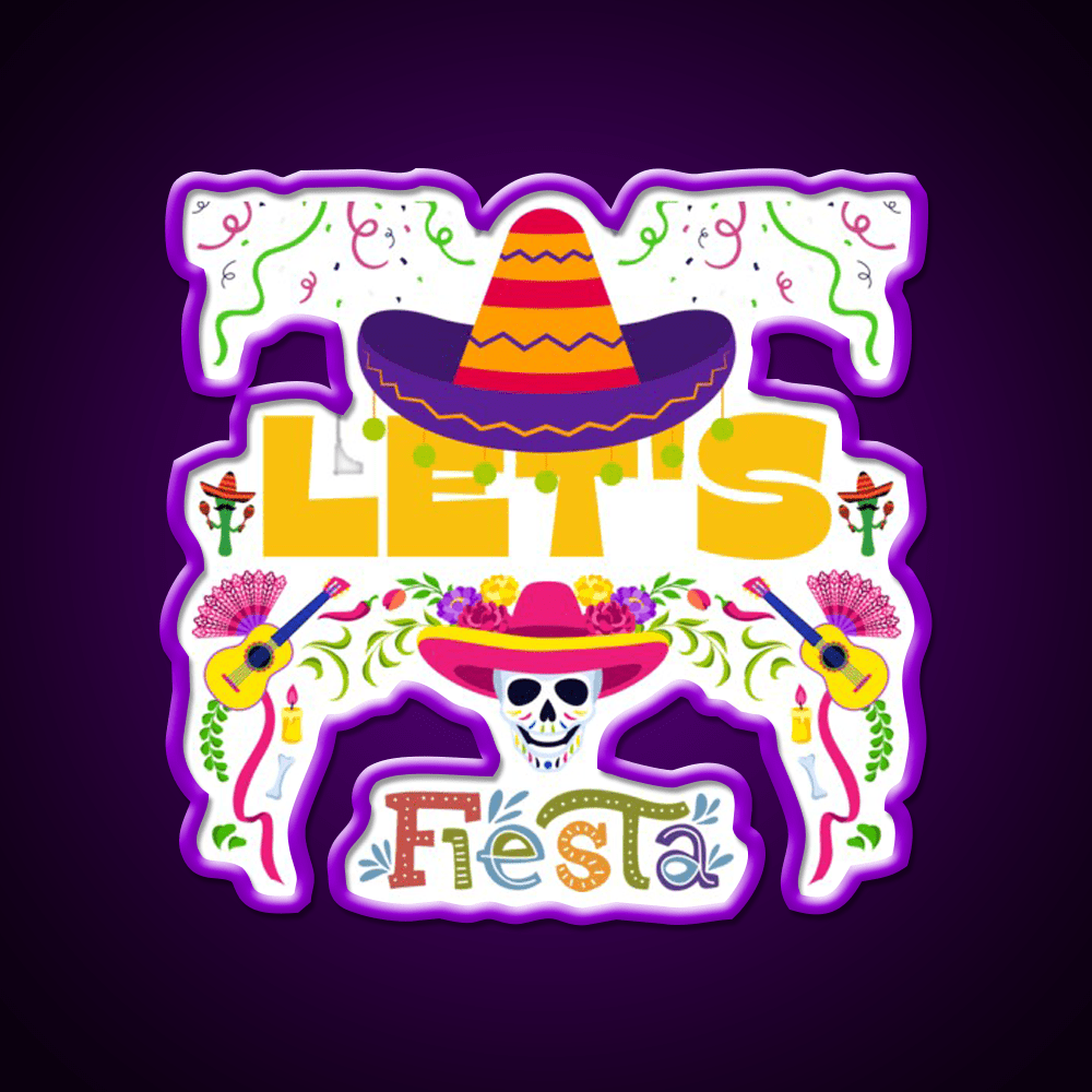 Lets Fiesta Mexican Party Funny Taco Led Neon Sign Rgb Color - Shineneon