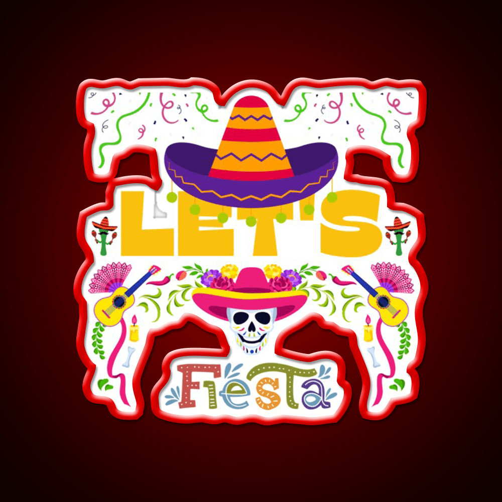 Lets Fiesta Mexican Party Funny Taco Led Neon Sign Rgb Color - Shineneon