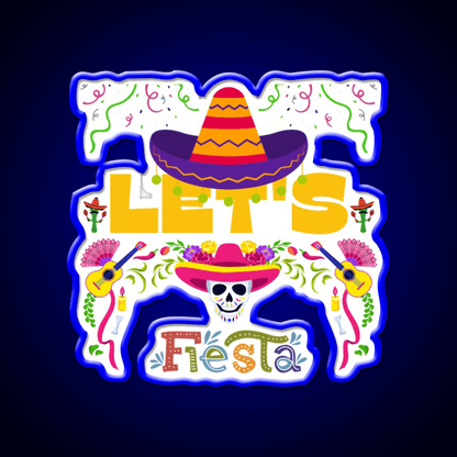 Lets Fiesta Mexican Party Funny Taco Led Neon Sign Rgb Color - Shineneon