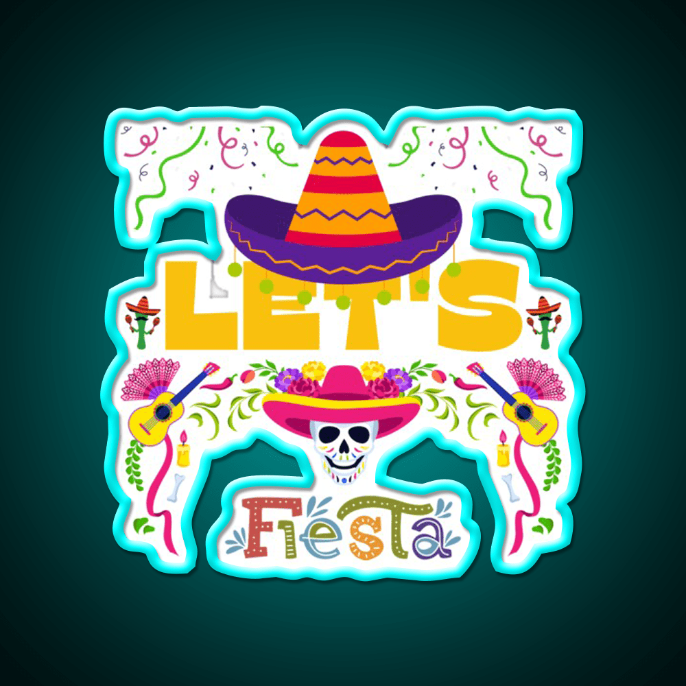 Lets Fiesta Mexican Party Funny Taco Led Neon Sign Rgb Color - Shineneon