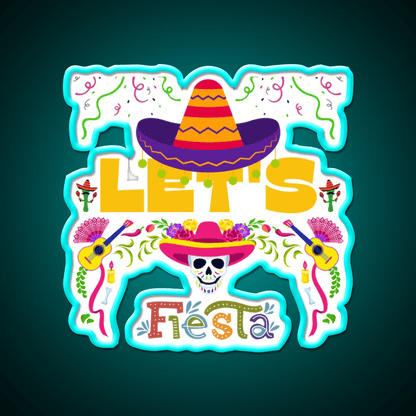 Lets Fiesta Mexican Party Funny Taco Led Neon Sign Rgb Color - Shineneon