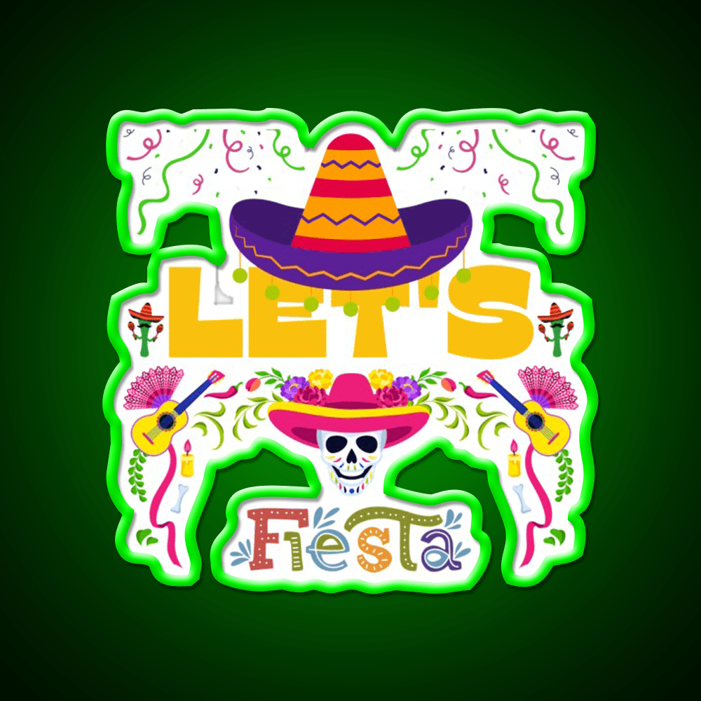 Lets Fiesta Mexican Party Funny Taco Led Neon Sign Rgb Color - Shineneon