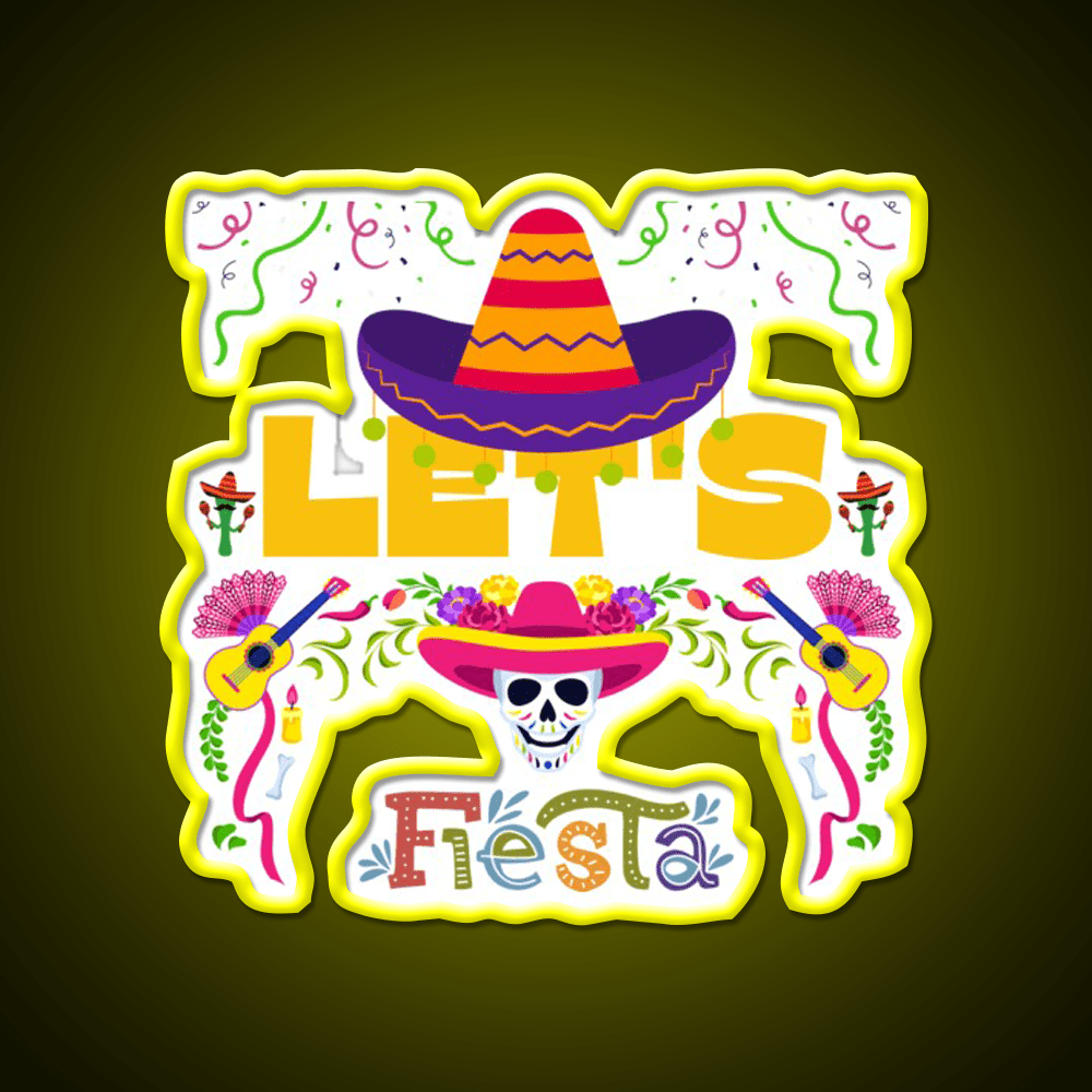 Lets Fiesta Mexican Party Funny Taco Led Neon Sign Rgb Color - Shineneon