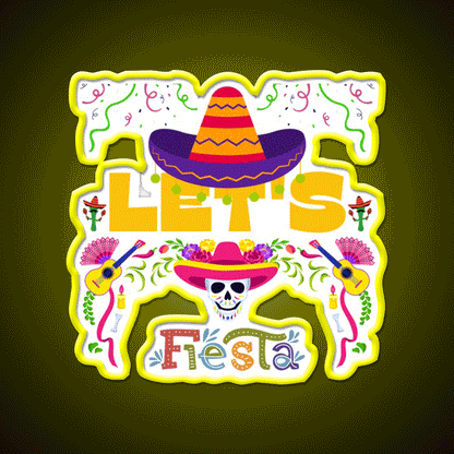 Lets Fiesta Mexican Party Funny Taco Led Neon Sign Rgb Color - Custom LED neon sign front view