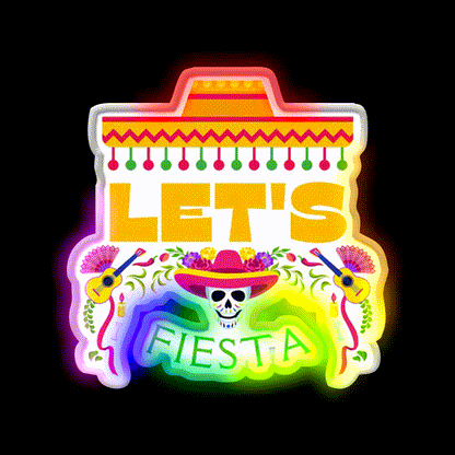 Lets Fiesta Mexican Party Taco Led Neon Sign Rgb Color - LED neon sign close-up detail