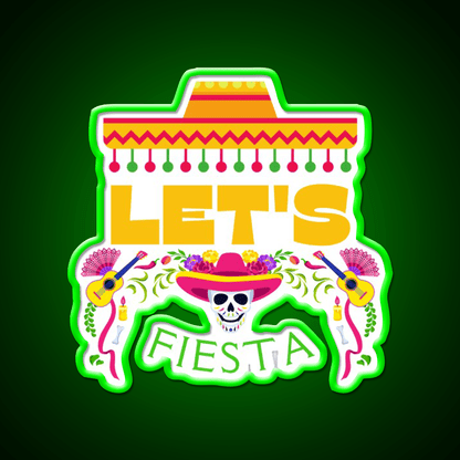 Lets Fiesta Mexican Party Taco Led Neon Sign Rgb Color - Shineneon