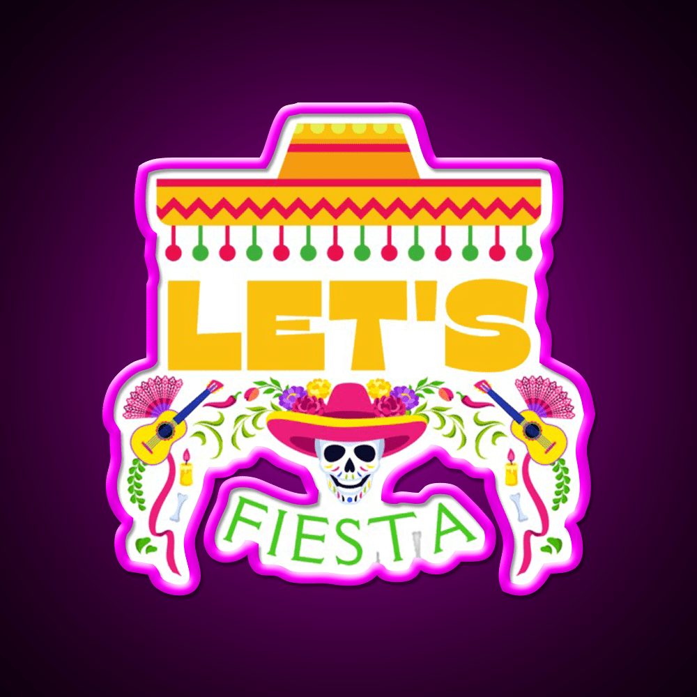 Lets Fiesta Mexican Party Taco Led Neon Sign Rgb Color - Shineneon
