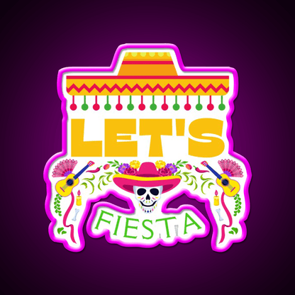 Lets Fiesta Mexican Party Taco Led Neon Sign Rgb Color - Shineneon