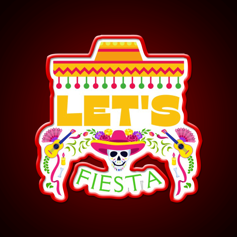 Lets Fiesta Mexican Party Taco Led Neon Sign Rgb Color - Shineneon