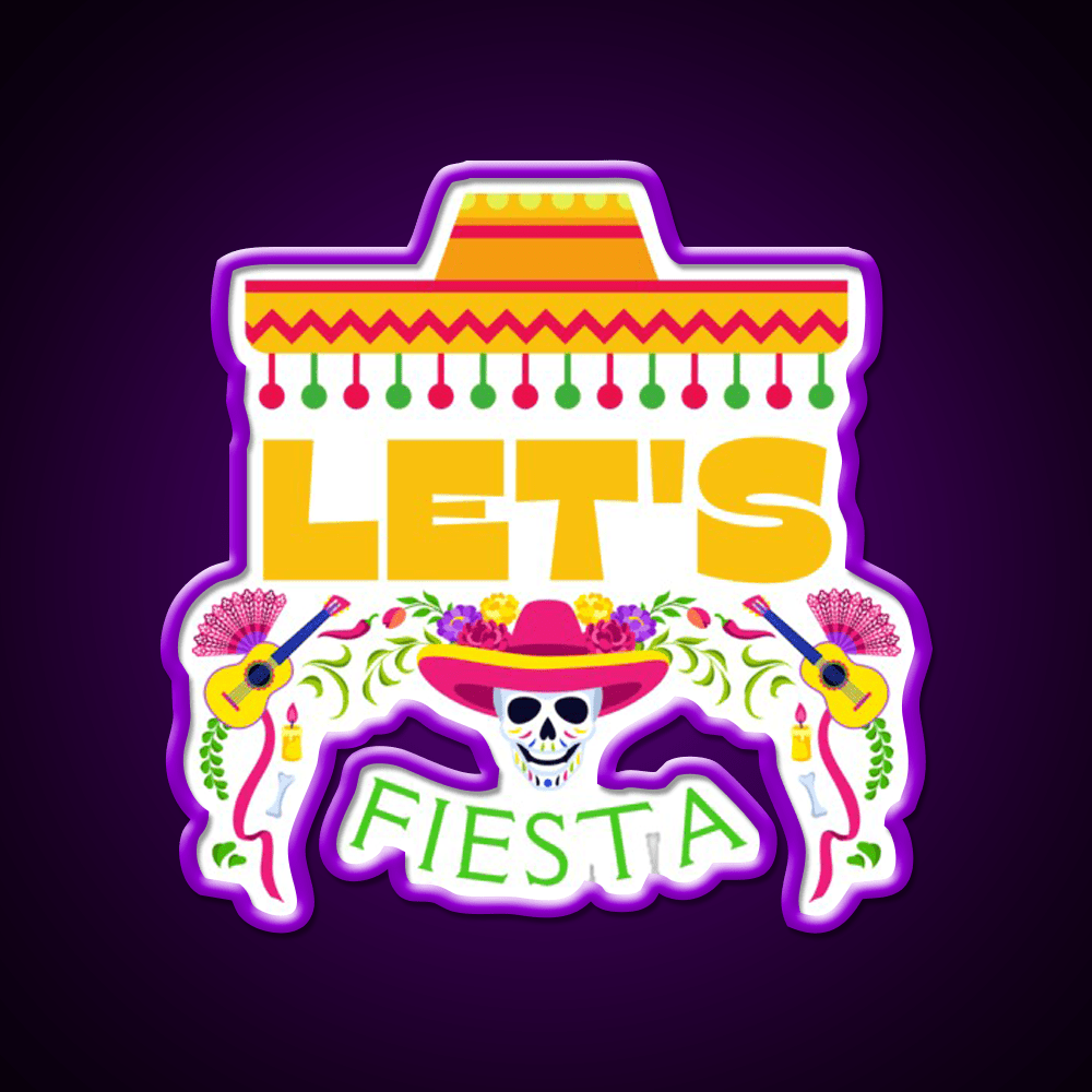 Lets Fiesta Mexican Party Taco Led Neon Sign Rgb Color - Shineneon