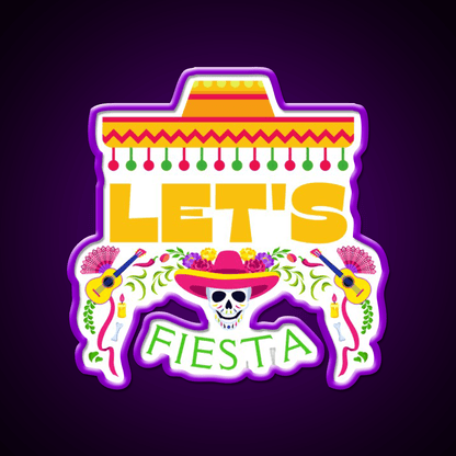 Lets Fiesta Mexican Party Taco Led Neon Sign Rgb Color - Shineneon