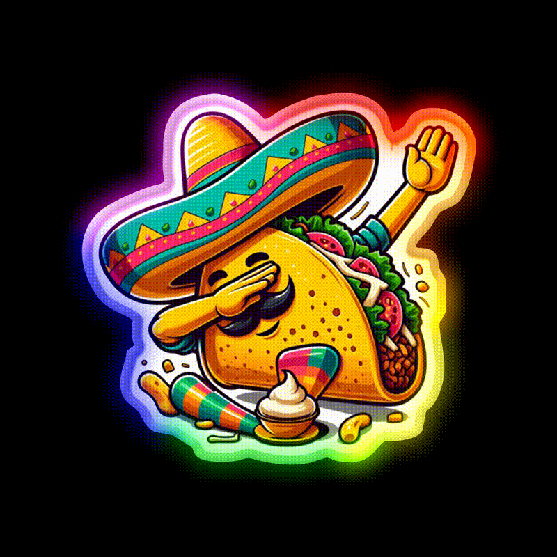 Lets Fiesta Mexican Taco De Mayo Taco Led Neon Sign Rgb Color - LED neon sign close-up detail