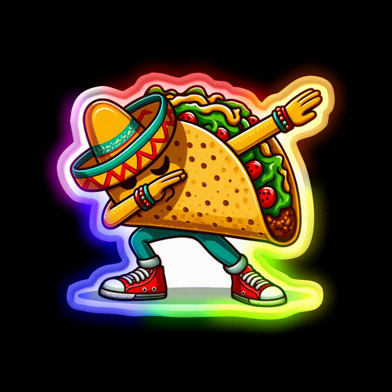 Lets Fiesta Mexican Taco De Mayo Taco Led Neon Sign Kitchen Sign Rgb Color - LED neon sign close-up detail