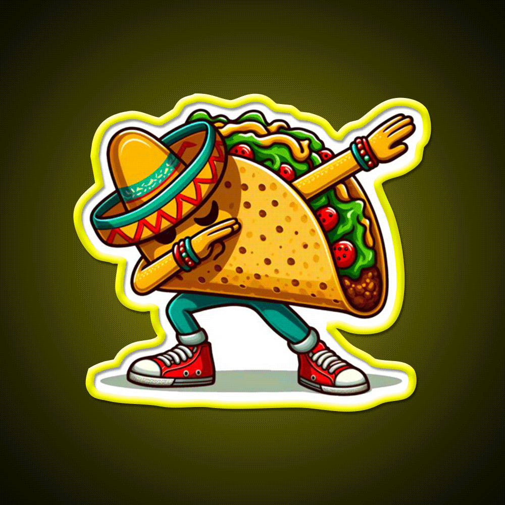 Lets Fiesta Mexican Taco De Mayo Taco Led Neon Sign Kitchen Sign Rgb Color - Custom LED neon sign front view