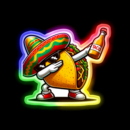 Lets Fiesta Mexican Taco De Mayo Taco Led Neon Sign Led Sign Gift Rgb Color - LED neon sign close-up detail