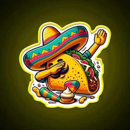 Lets Fiesta Mexican Taco De Mayo Taco Led Neon Sign Rgb Color - Custom LED neon sign front view