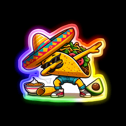 Lets Fiesta Mexican Taco De Mayo Taco Led Neon Sign Taco Fan Rgb Color - LED neon sign close-up detail