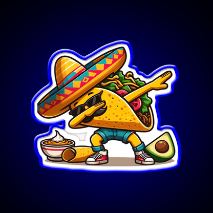 Lets Fiesta Mexican Taco De Mayo Taco Led Neon Sign Taco Fan Rgb Color - Shineneon