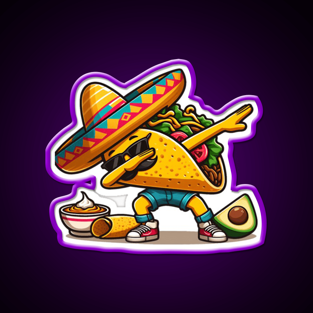 Lets Fiesta Mexican Taco De Mayo Taco Led Neon Sign Taco Fan Rgb Color - Shineneon