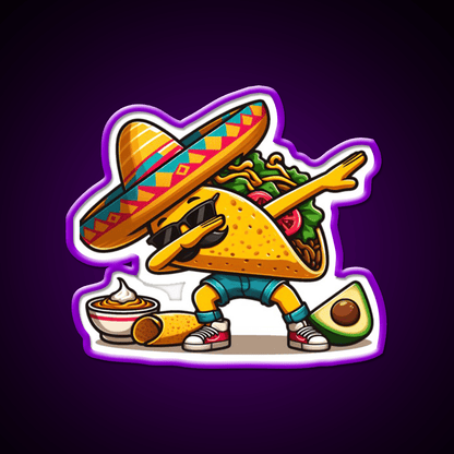 Lets Fiesta Mexican Taco De Mayo Taco Led Neon Sign Taco Fan Rgb Color - Shineneon