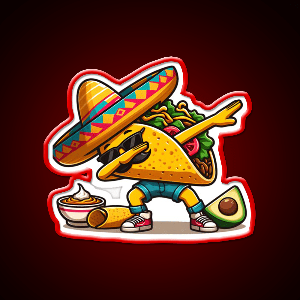 Lets Fiesta Mexican Taco De Mayo Taco Led Neon Sign Taco Fan Rgb Color - Shineneon