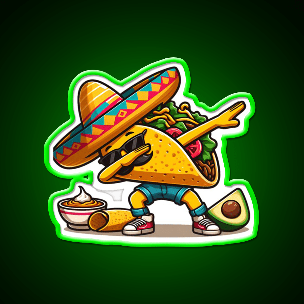 Lets Fiesta Mexican Taco De Mayo Taco Led Neon Sign Taco Fan Rgb Color - Shineneon