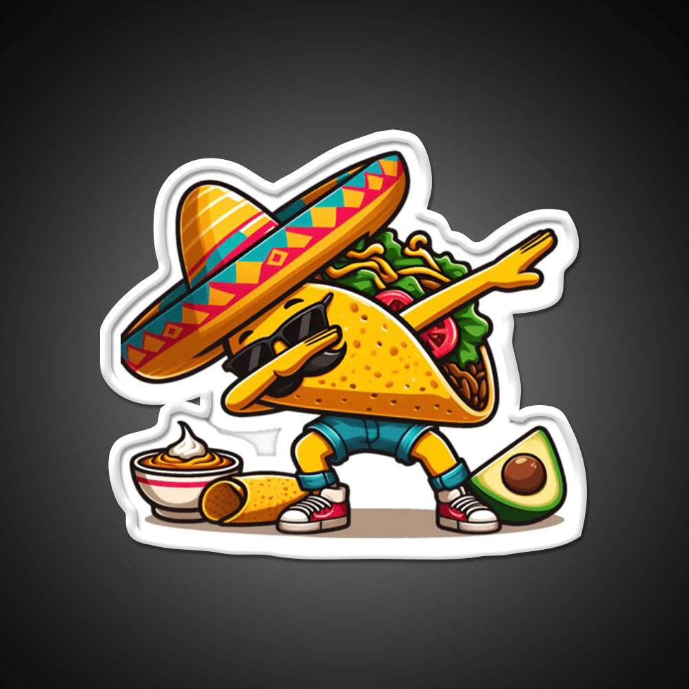 Lets Fiesta Mexican Taco De Mayo Taco Led Neon Sign Taco Fan Rgb Color - Shineneon