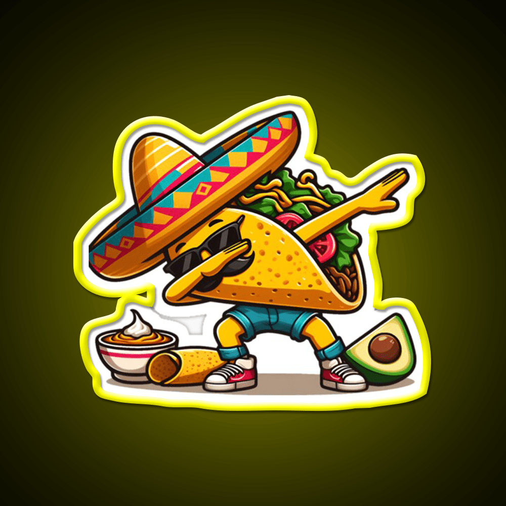 Lets Fiesta Mexican Taco De Mayo Taco Led Neon Sign Taco Fan Rgb Color - Shineneon