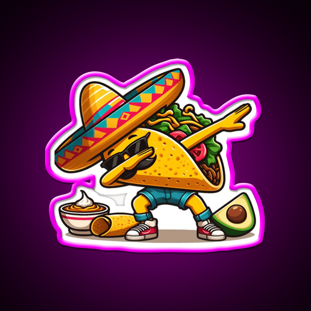 Lets Fiesta Mexican Taco De Mayo Taco Led Neon Sign Taco Fan Rgb Color - Shineneon