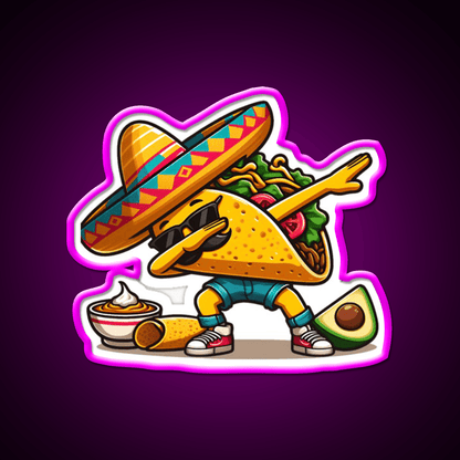 Lets Fiesta Mexican Taco De Mayo Taco Led Neon Sign Taco Fan Rgb Color - Shineneon
