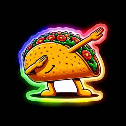 Lets Fiesta Mexican Taco De Mayo Taco Led Neon Sign Taco Light Rgb Color - LED neon sign close-up detail