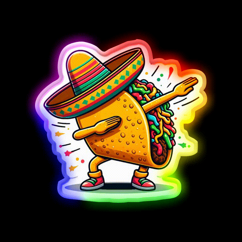 Lets Fiesta Mexican Taco De Mayo Taco Led Neon Sign Wall Art Rgb Color - LED neon sign close-up detail