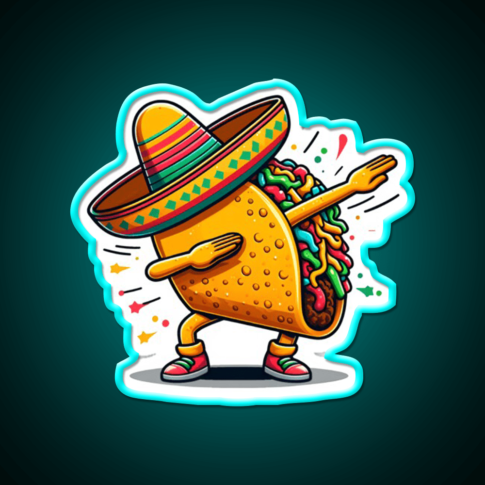 Lets Fiesta Mexican Taco De Mayo Taco Led Neon Sign Wall Art Rgb Color - Shineneon