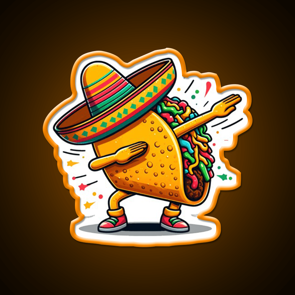 Lets Fiesta Mexican Taco De Mayo Taco Led Neon Sign Wall Art Rgb Color - Shineneon