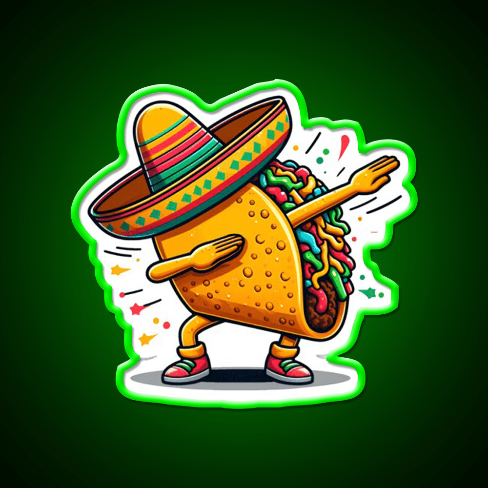 Lets Fiesta Mexican Taco De Mayo Taco Led Neon Sign Wall Art Rgb Color - Shineneon