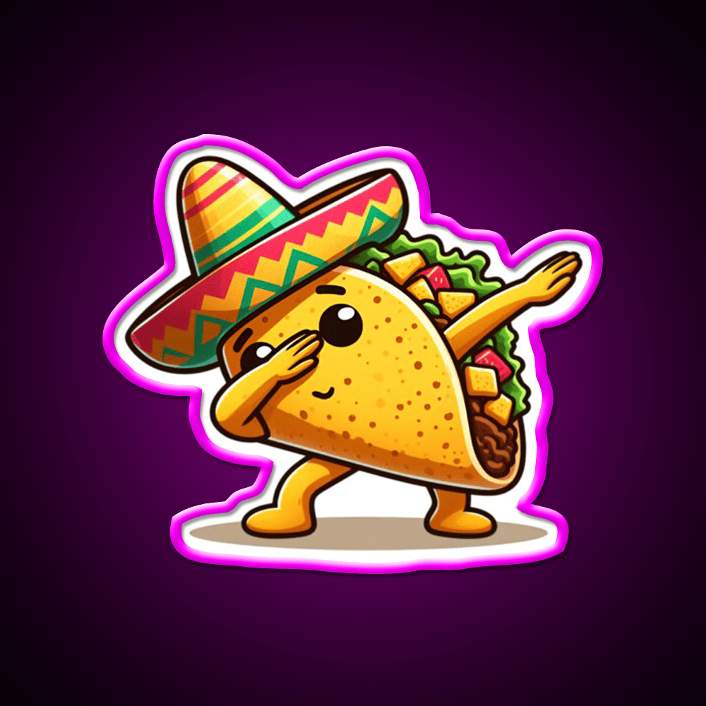 Lets Fiesta Mexican Taco De Mayo Taco Led Neon Sign Wall Light Rgb Color - Shineneon
