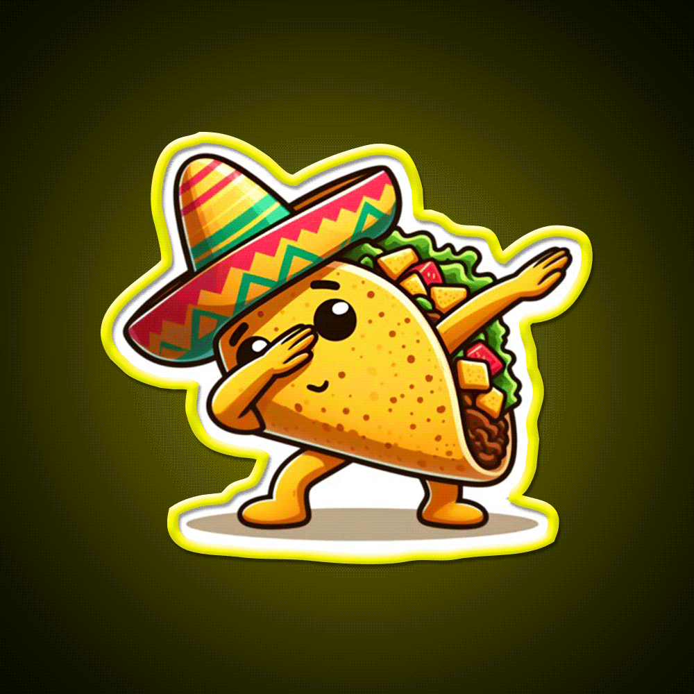 Lets Fiesta Mexican Taco De Mayo Taco Led Neon Sign Wall Light Rgb Color - Custom LED neon sign front view