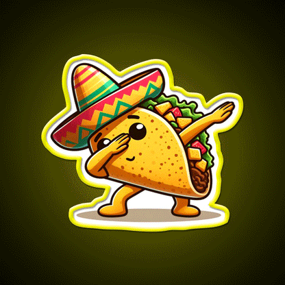 Lets Fiesta Mexican Taco De Mayo Taco Led Neon Sign Wall Light Rgb Color - Custom LED neon sign front view