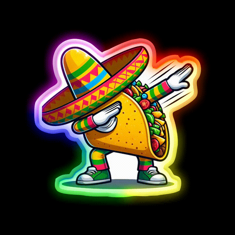 Lets Fiesta Mexican Taco De Mayo Taco Led Neon Sign Wall Sign Rgb Color - LED neon sign close-up detail