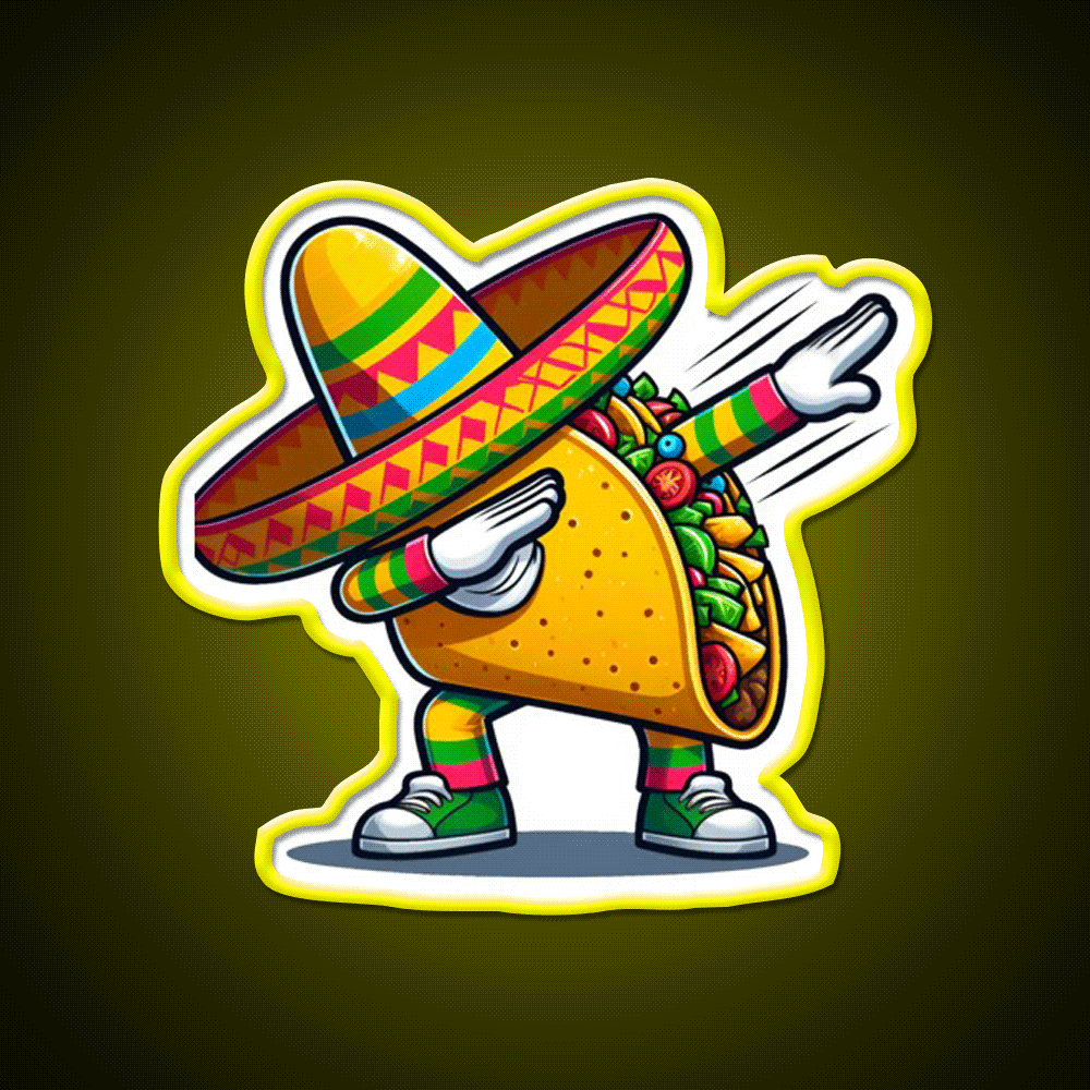Lets Fiesta Mexican Taco De Mayo Taco Led Neon Sign Wall Sign Rgb Color - Custom LED neon sign front view