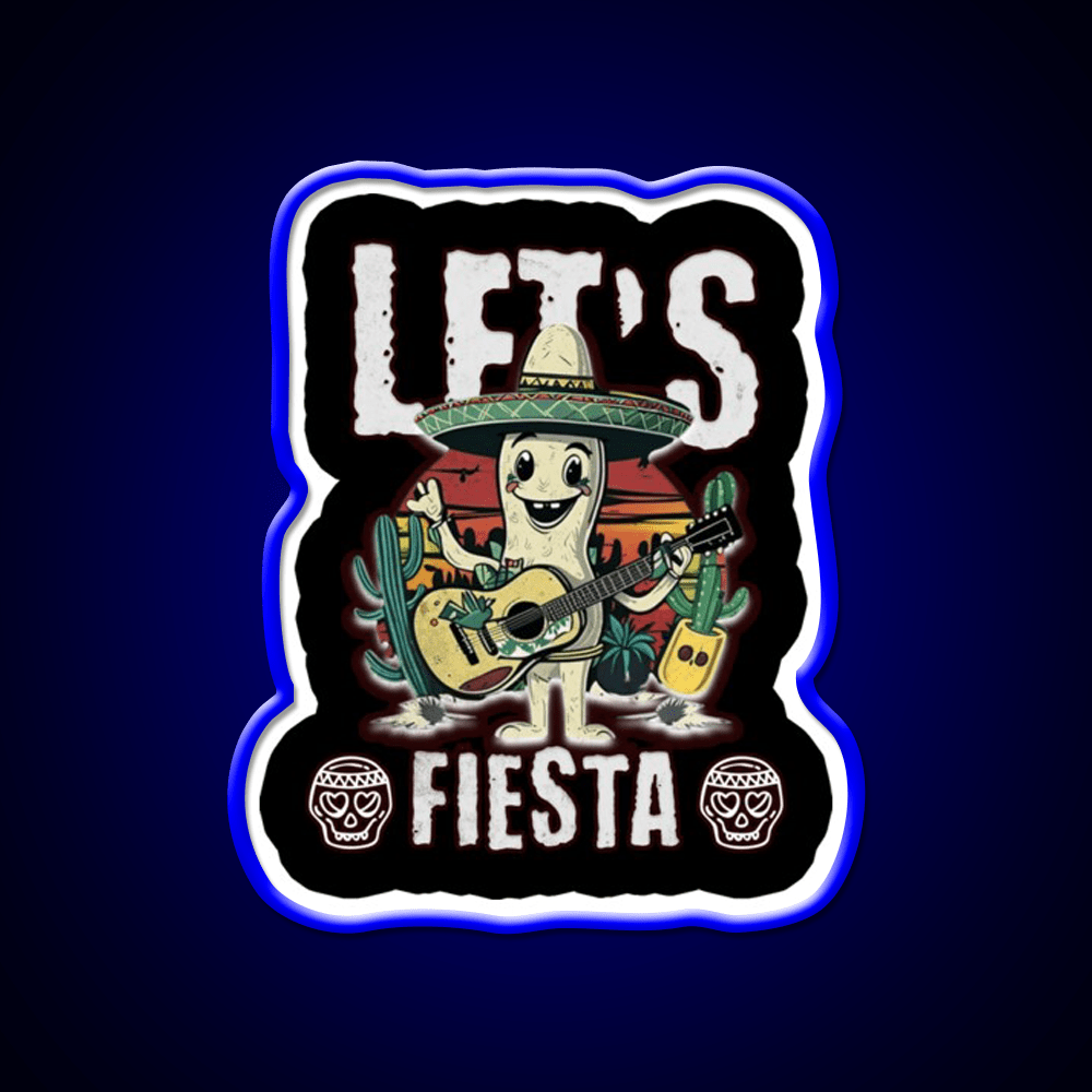 Lets Fiesta Mexico Fiesta Taco Guitar Cactus Taco Led Neon Sign Rgb Color - Shineneon