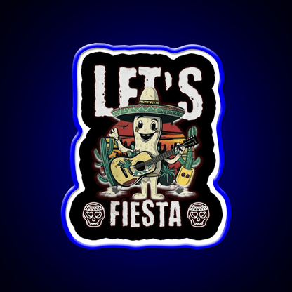 Lets Fiesta Mexico Fiesta Taco Guitar Cactus Taco Led Neon Sign Rgb Color - Shineneon