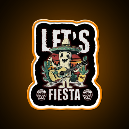 Lets Fiesta Mexico Fiesta Taco Guitar Cactus Taco Led Neon Sign Rgb Color - Shineneon